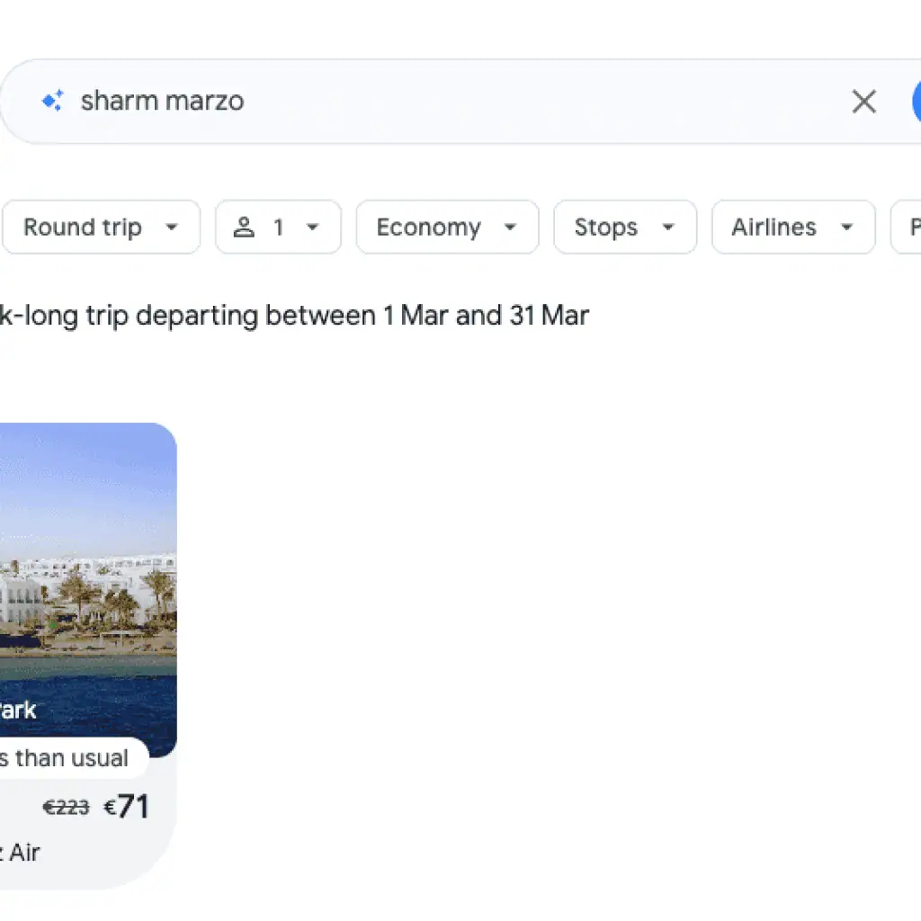 google flight deals volo per sharm
