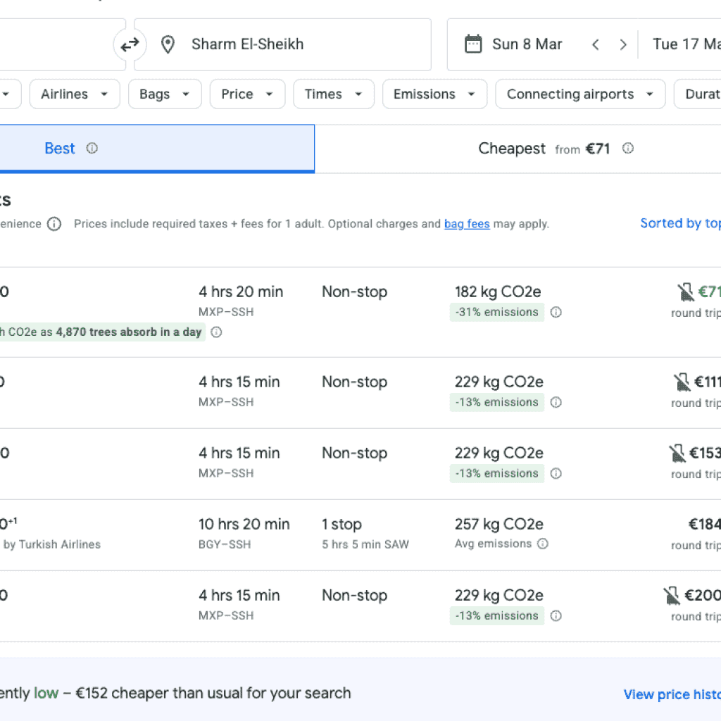 google flight deals finestra con voli