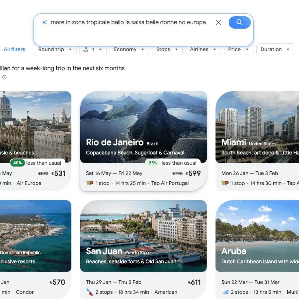 google flight deals risultati