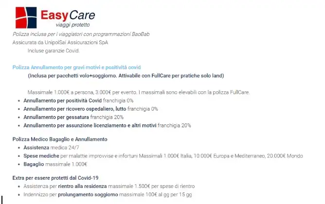 Polizza Easycare Baobab